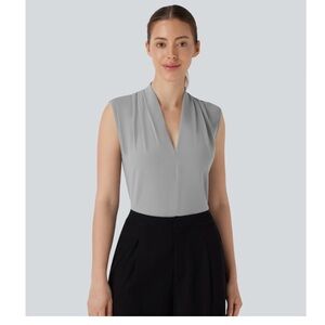 HALARA V Neck Sleeveless Work Blouse